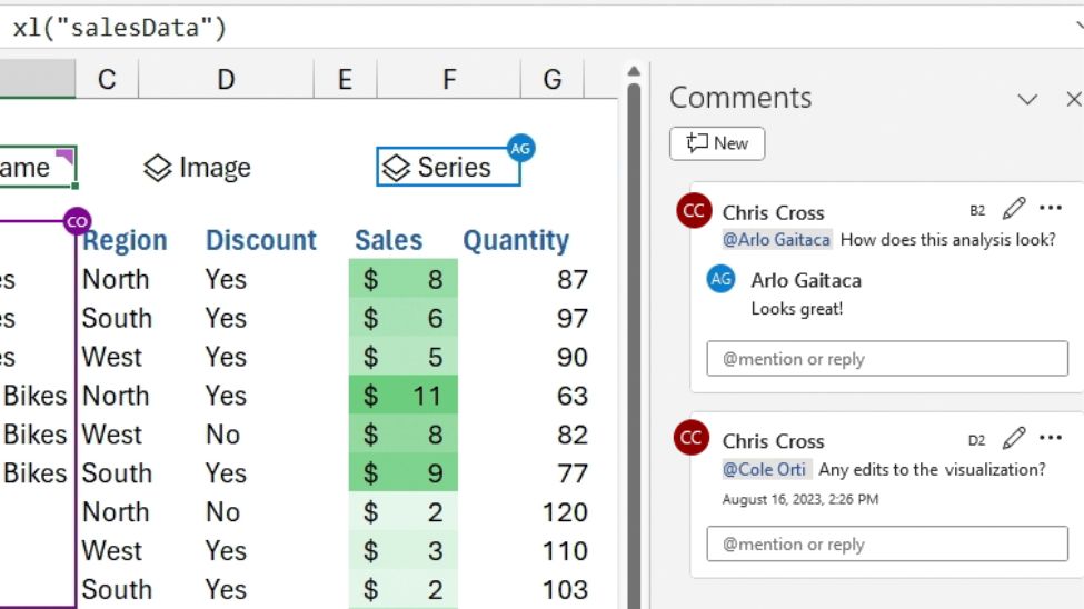 Collaboration tools in Python in Excel
