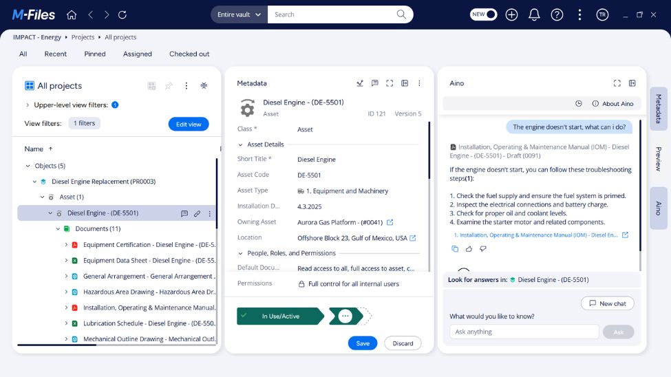 Screenshot of M-Files' scolution