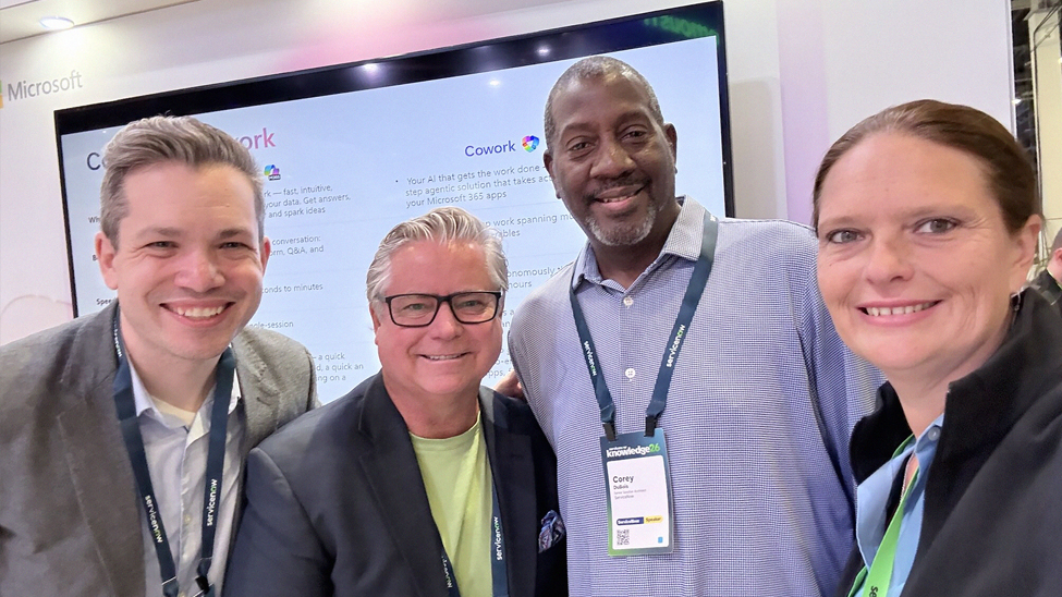 Scheller (left) with the Microsoft and ServiceNow partner team at Knowledge 2026 (Photo: ServiceNow)
